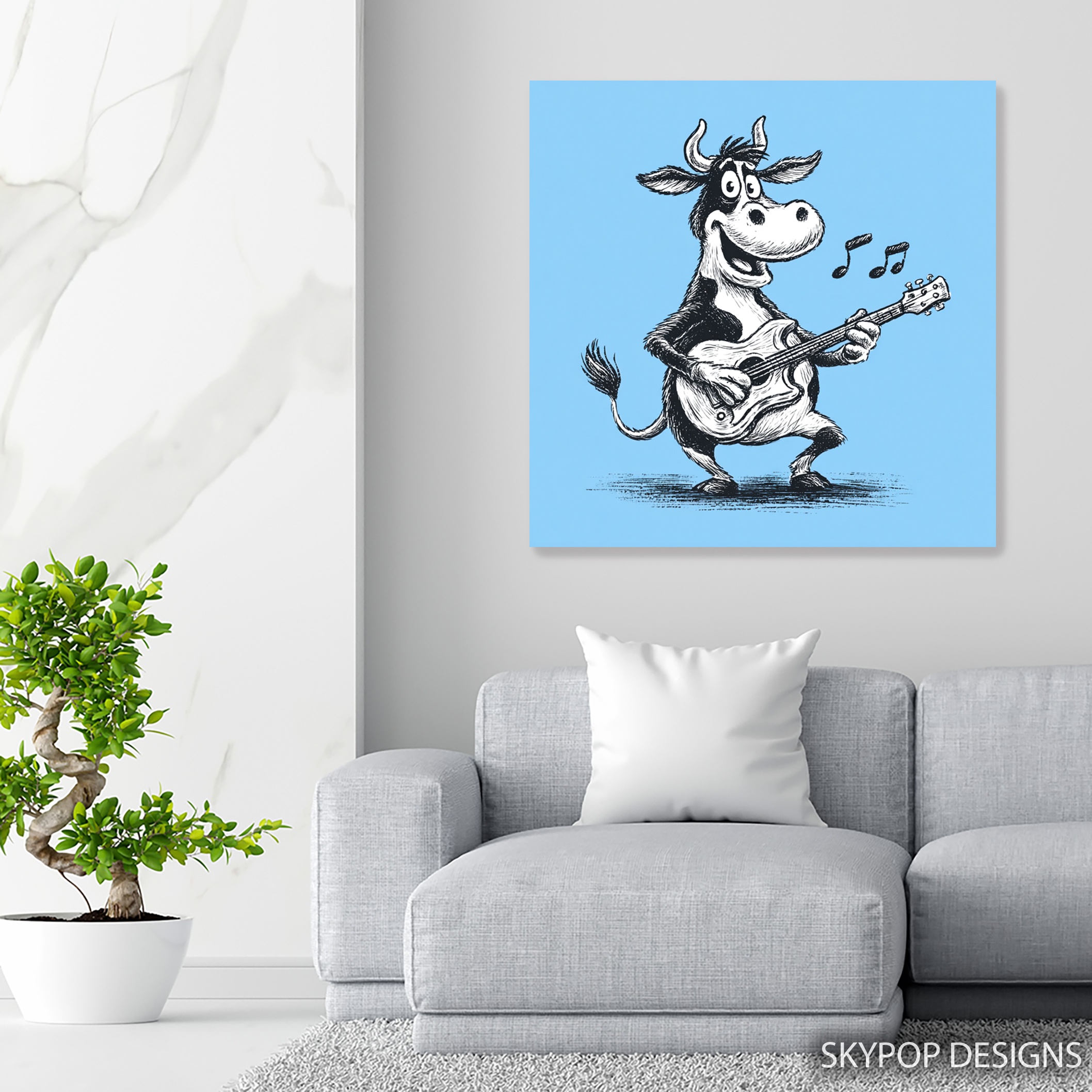 5.jpg Cow Playing Guitar Art