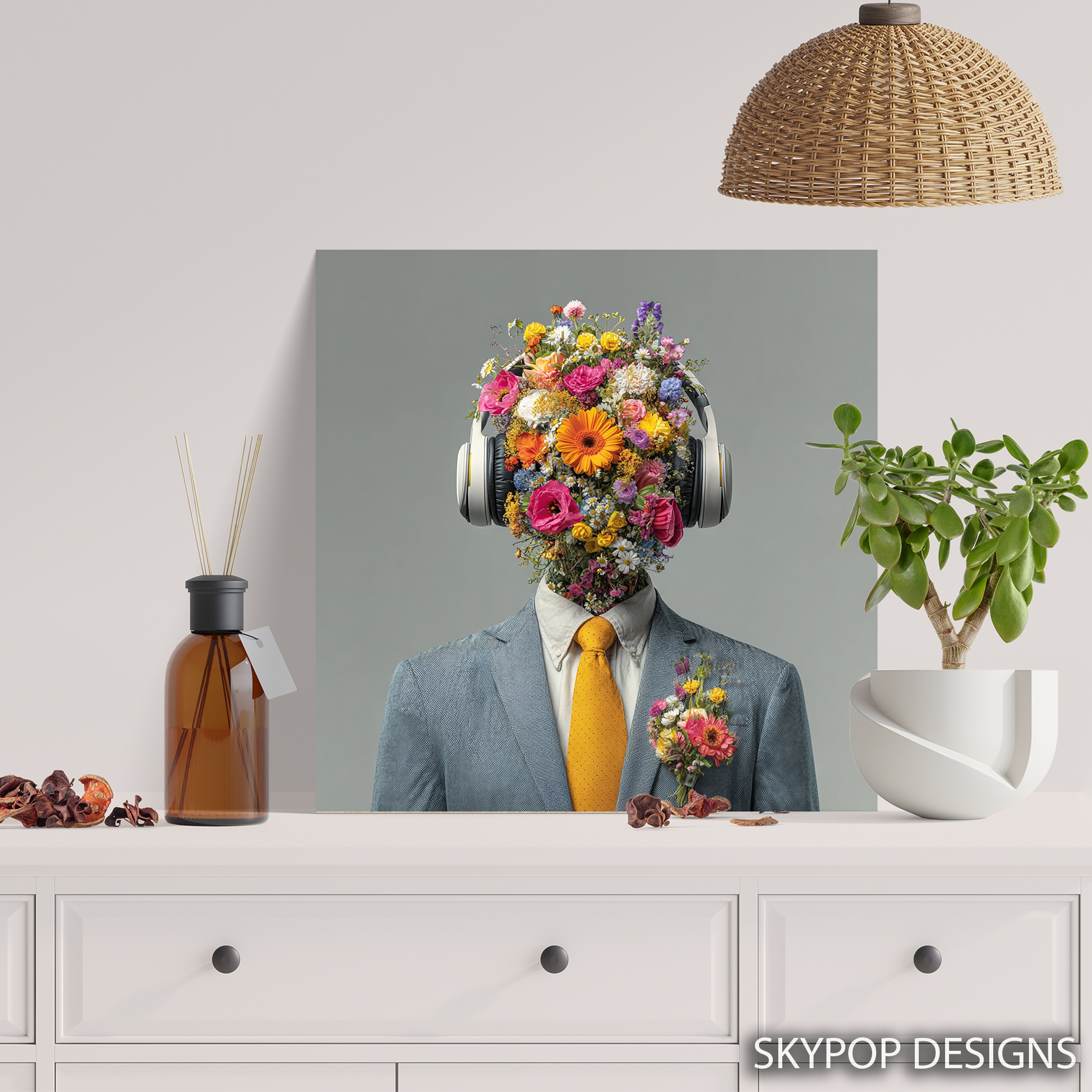 5.jpg Floral Headphones Art