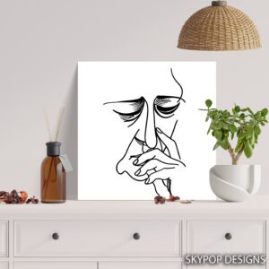 Expressive Line Art Face