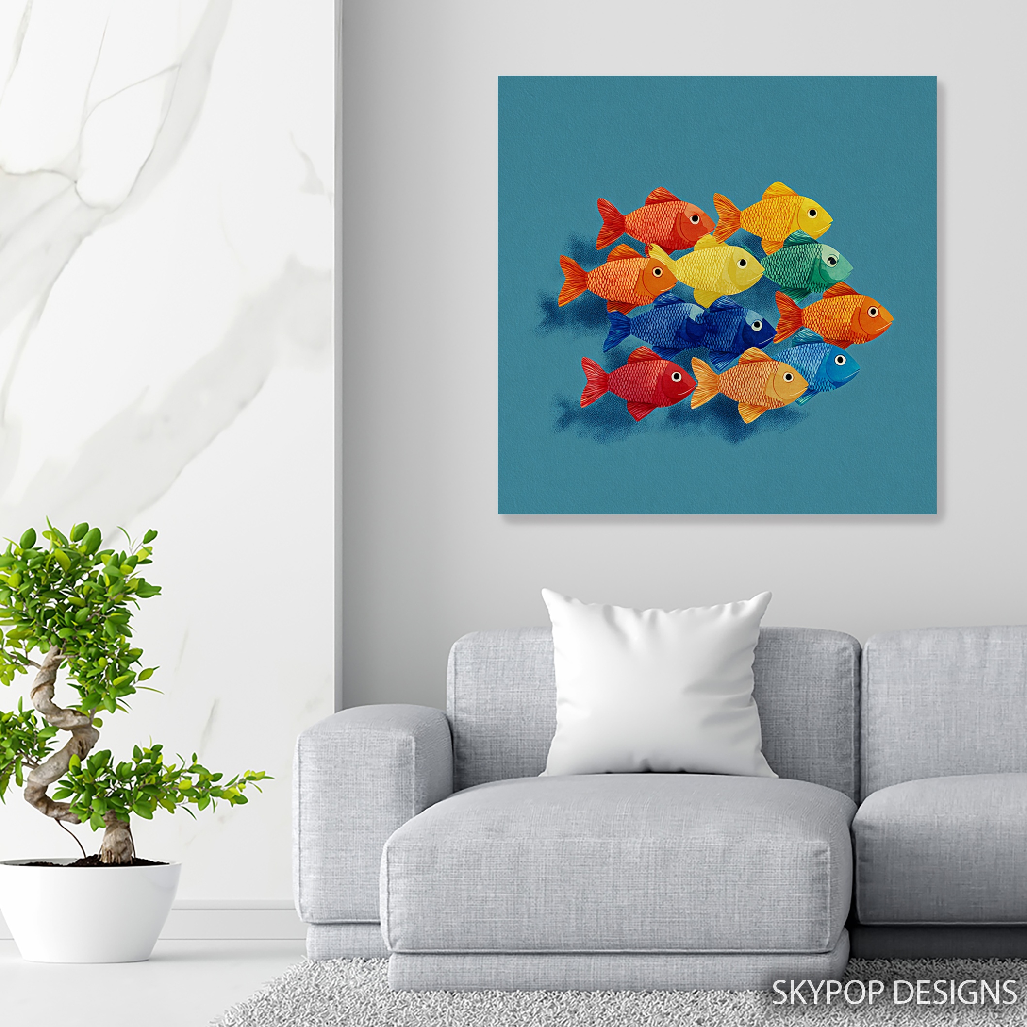 5.jpg Colorful Fish School Art