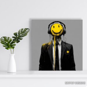 Headphone Smiley Face Art