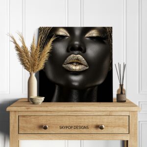 Golden Lips Portrait Art