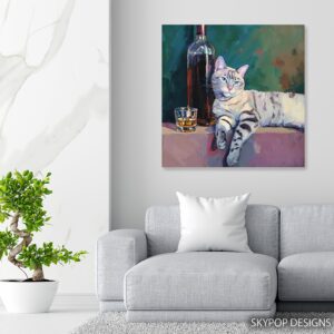 Cat and Wine Art