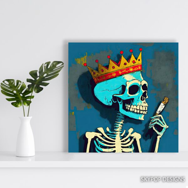 King Skeleton Smoking Art