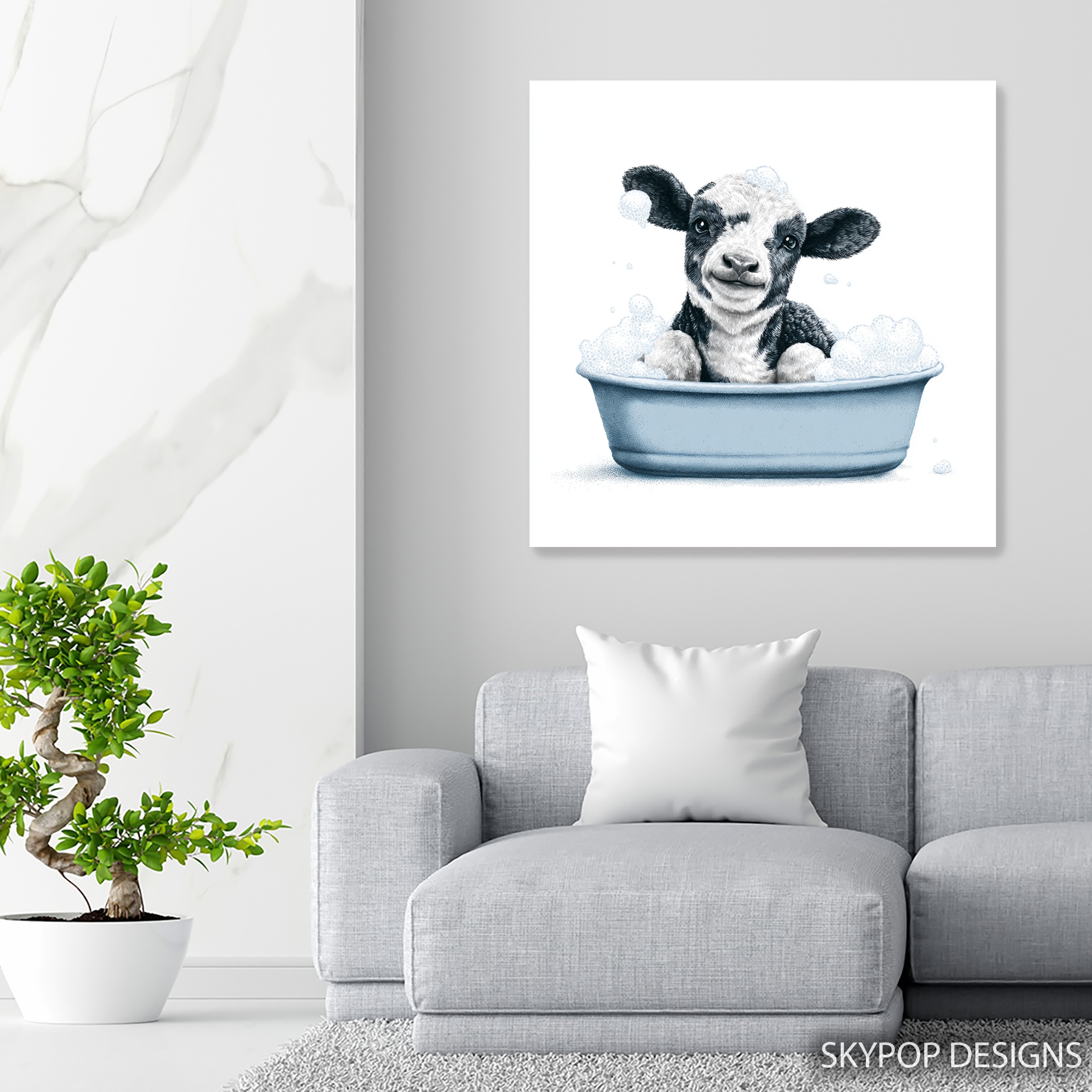 5.jpg Cow Bath Time Art