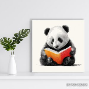 Panda Reading Book Art