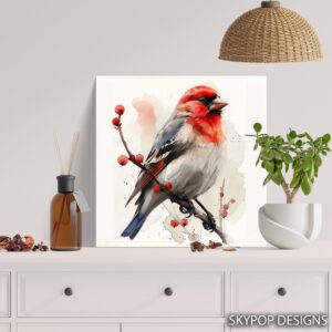 Red Finch Bird Art