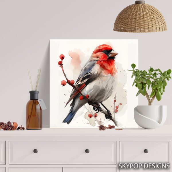 Red Finch Bird Art