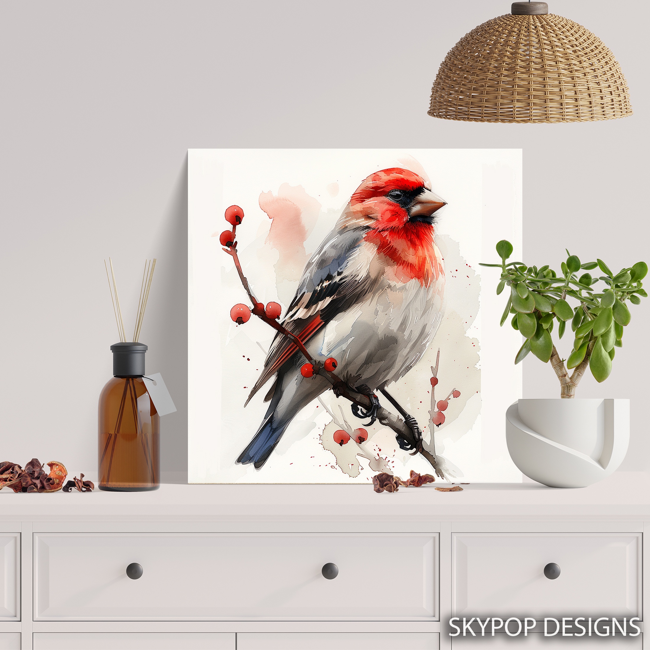 5.jpg Red Finch Bird Art