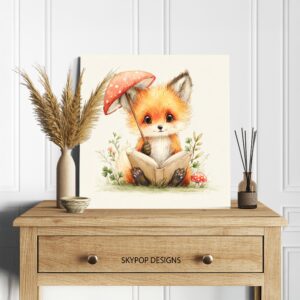 Fox Reading Book Art