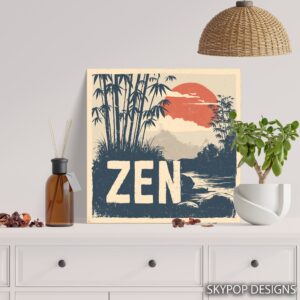 Zen Bamboo Sunset Art