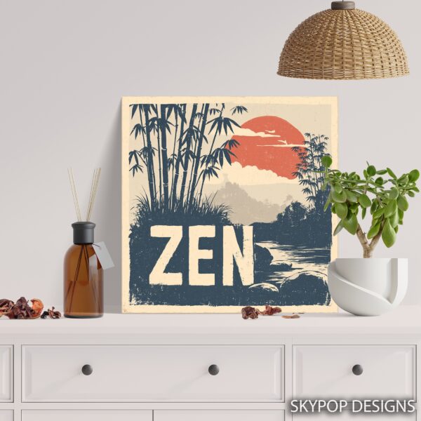 Zen Bamboo Sunset Art