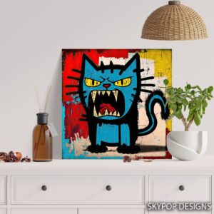 Blue Cat Grin Art