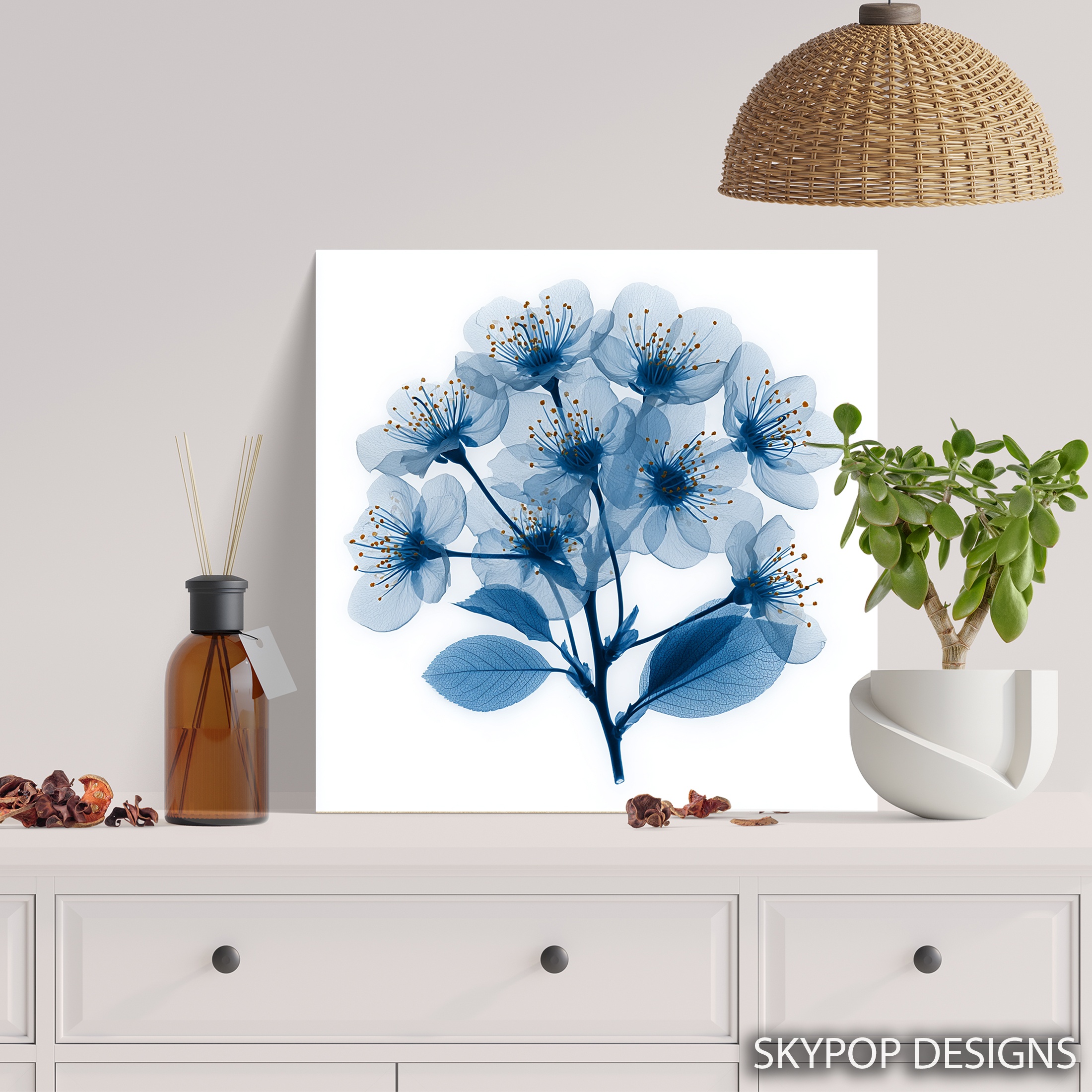 5.jpg Blue Cherry Blossom Art
