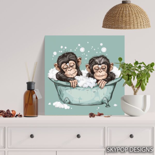 Monkey Bath Time Art