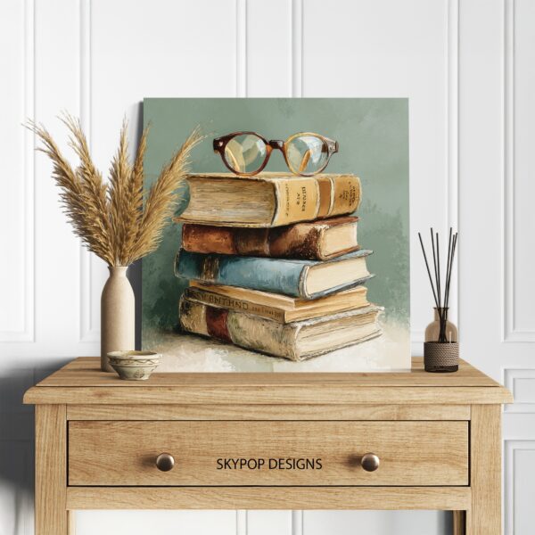 Vintage Books and Glasses Art