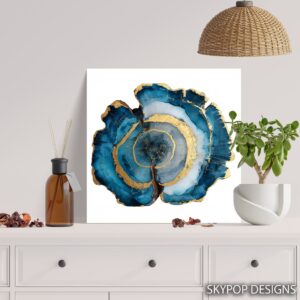 Blue and Gold Agate Art