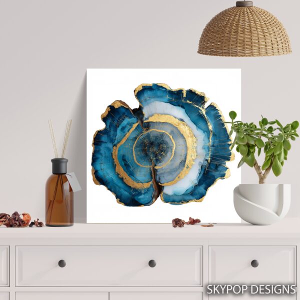 Blue and Gold Agate Art