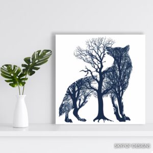 Wolf Tree Silhouette Art