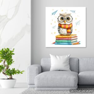 Owl Book Stack Art