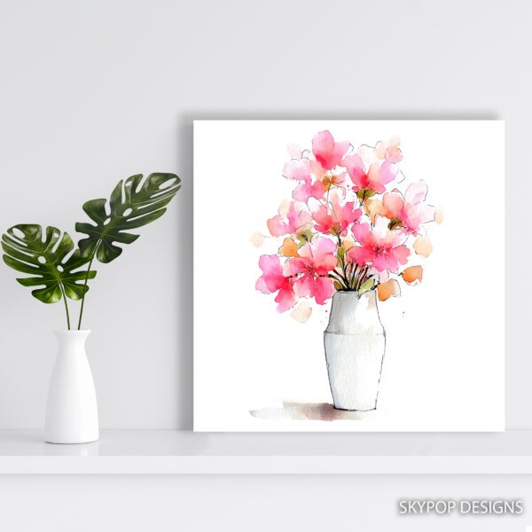 Pink Blossoms Vase Art