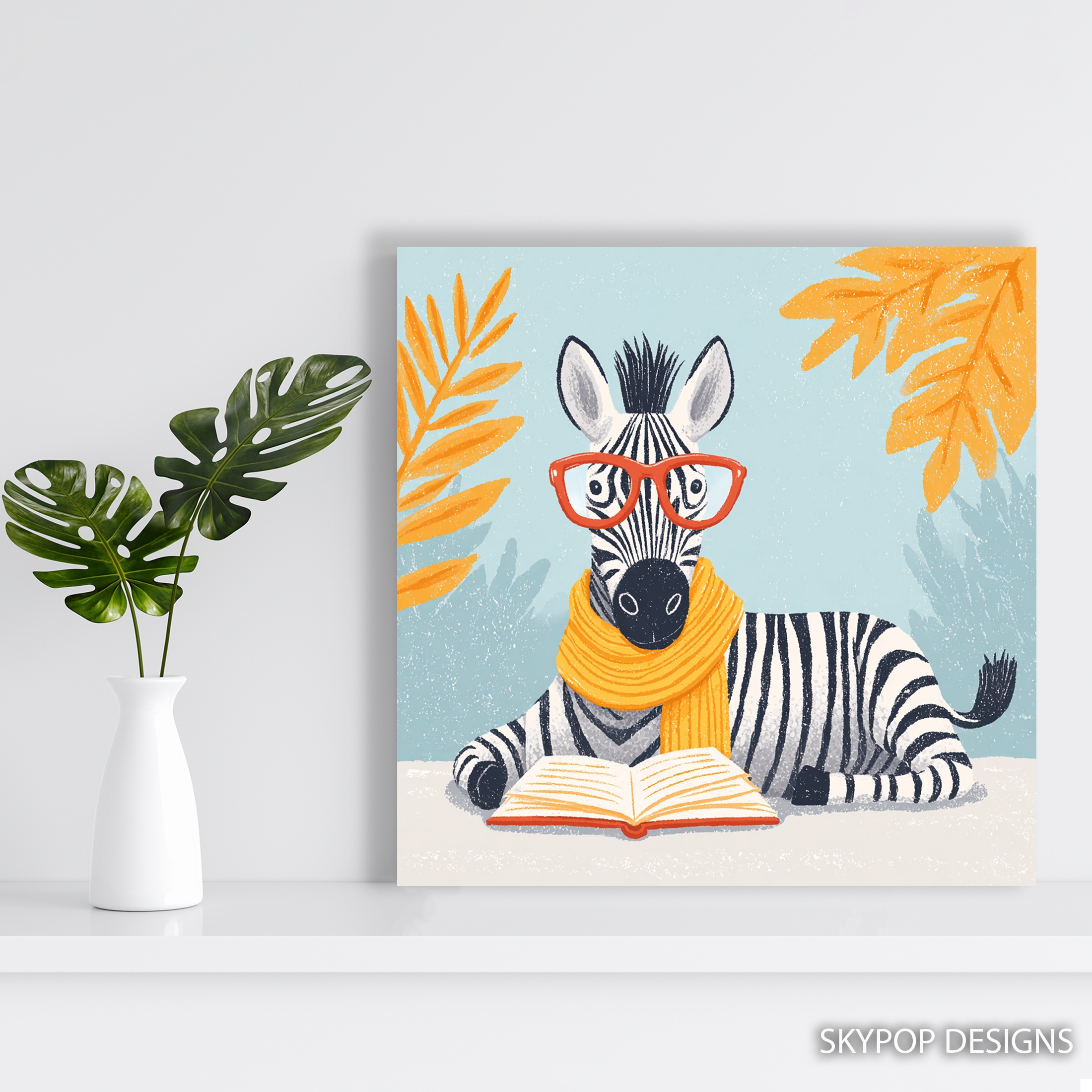 5.jpg Zebra Reading Art