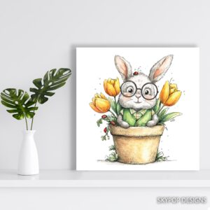 Bunny Flower Pot Art