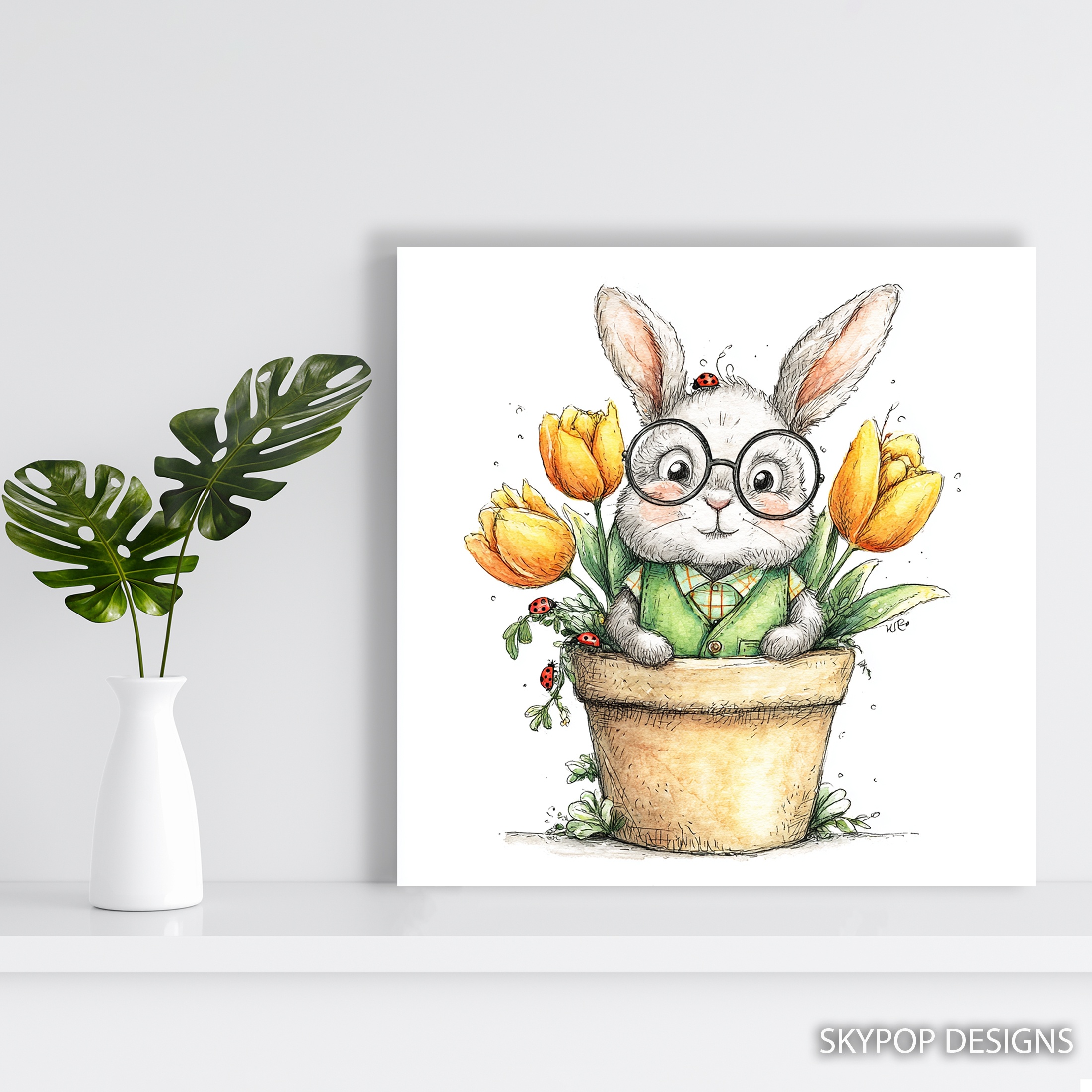 5.jpg Bunny Flower Pot Art