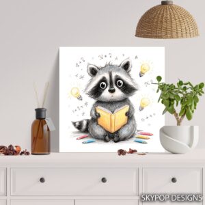 Raccoon Reading Art