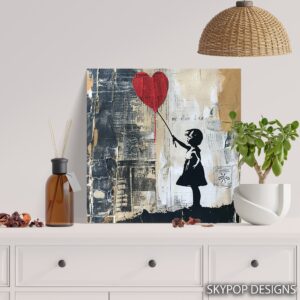Balloon Heart Girl Art