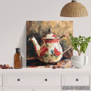 Vintage Floral Teapot Art