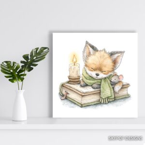 Sleepy Fox and Mouse Art