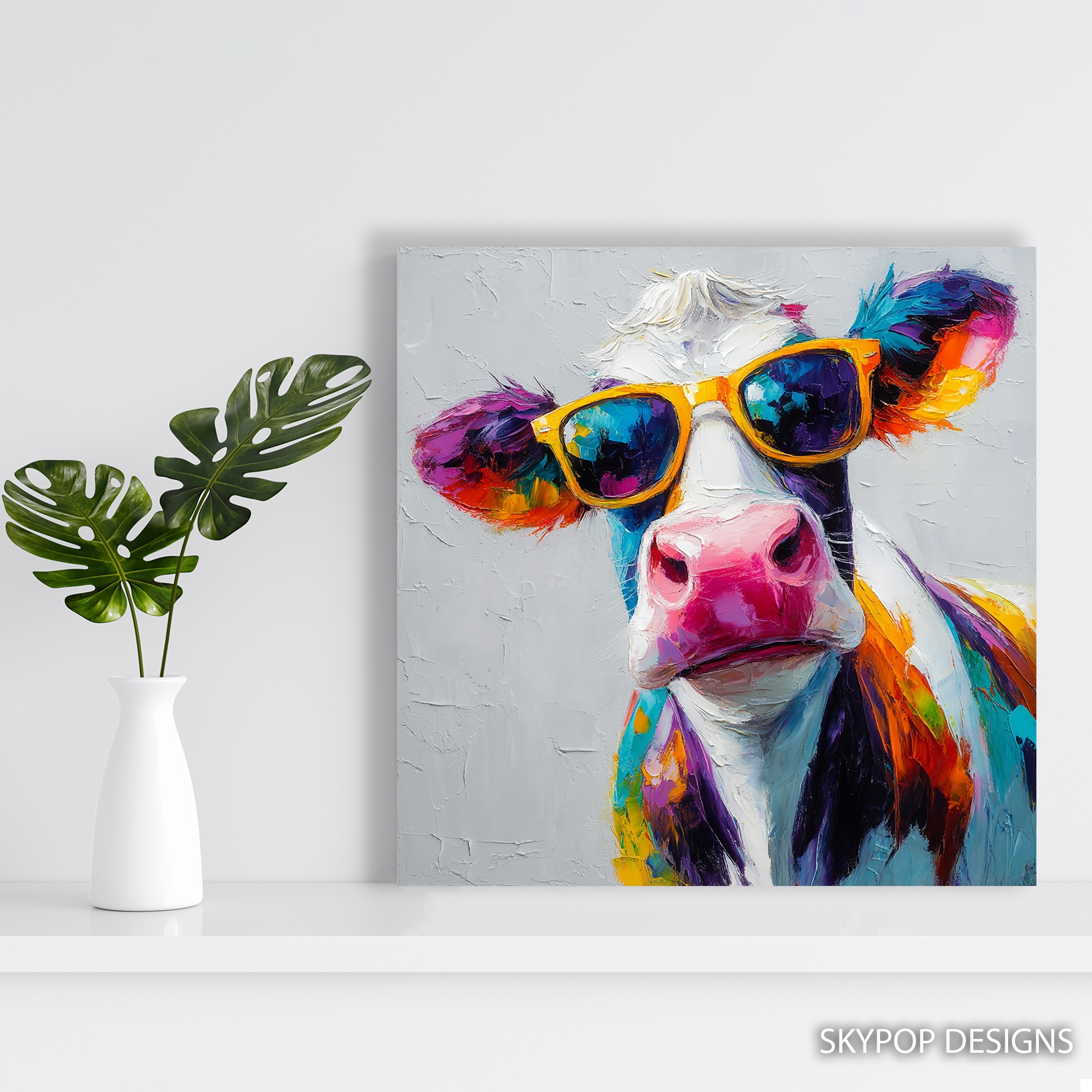 5.jpg Colorful Cow Art