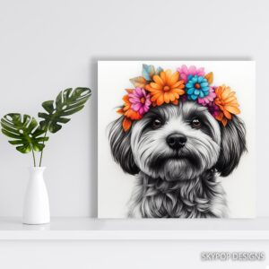 Dog Floral Crown Art