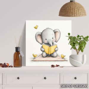 Elephant Reading Book Art