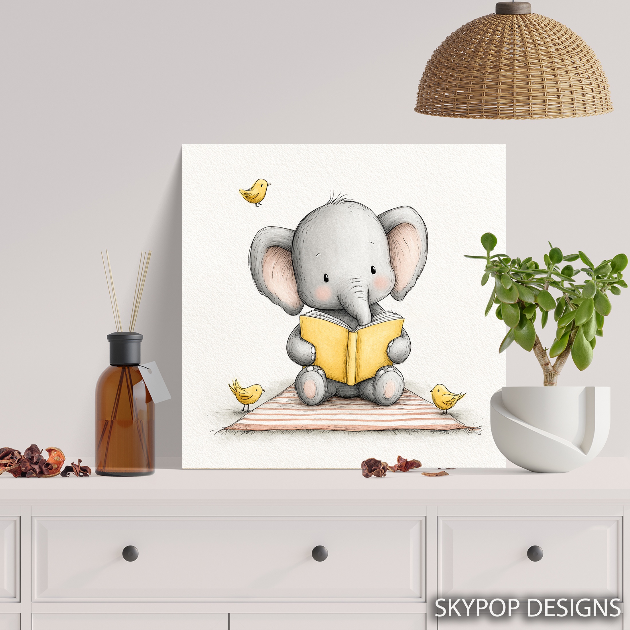 5.jpg Elephant Reading Book Art