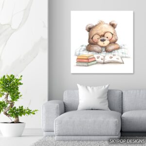 Bear Reading Book Art