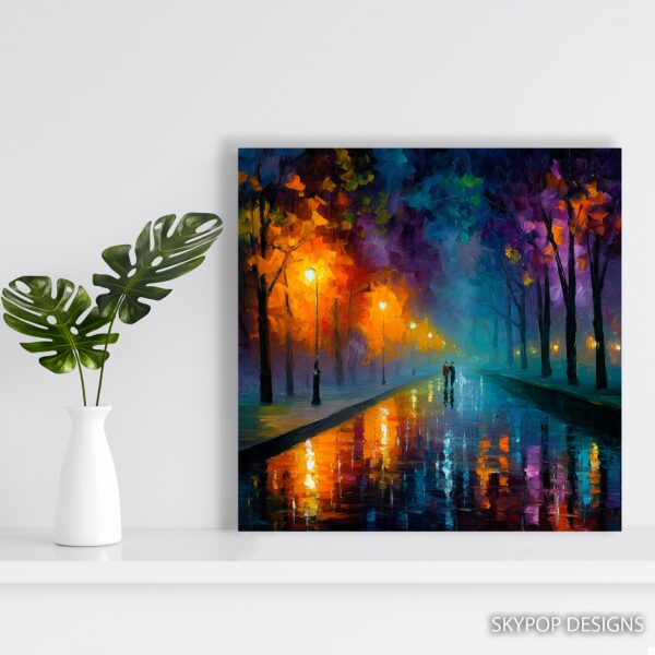 Rainy Night Park Walk Art
