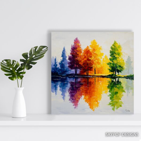 Rainbow Forest Reflection Art