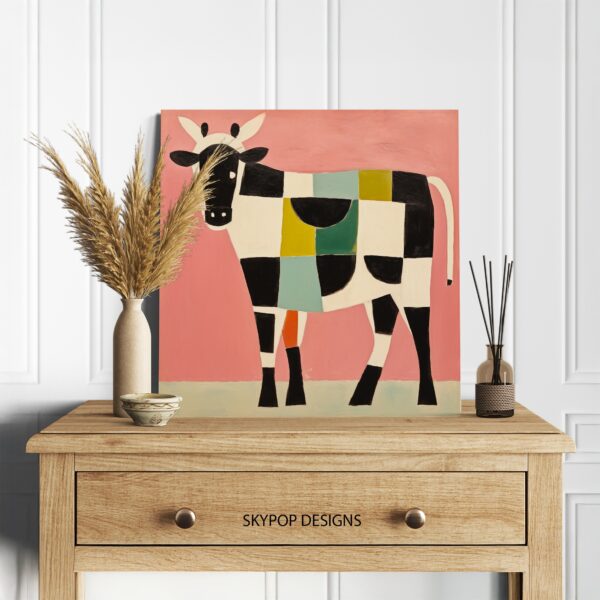 Colorful Geometric Cow Art