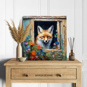 Fox Peeking Window Art