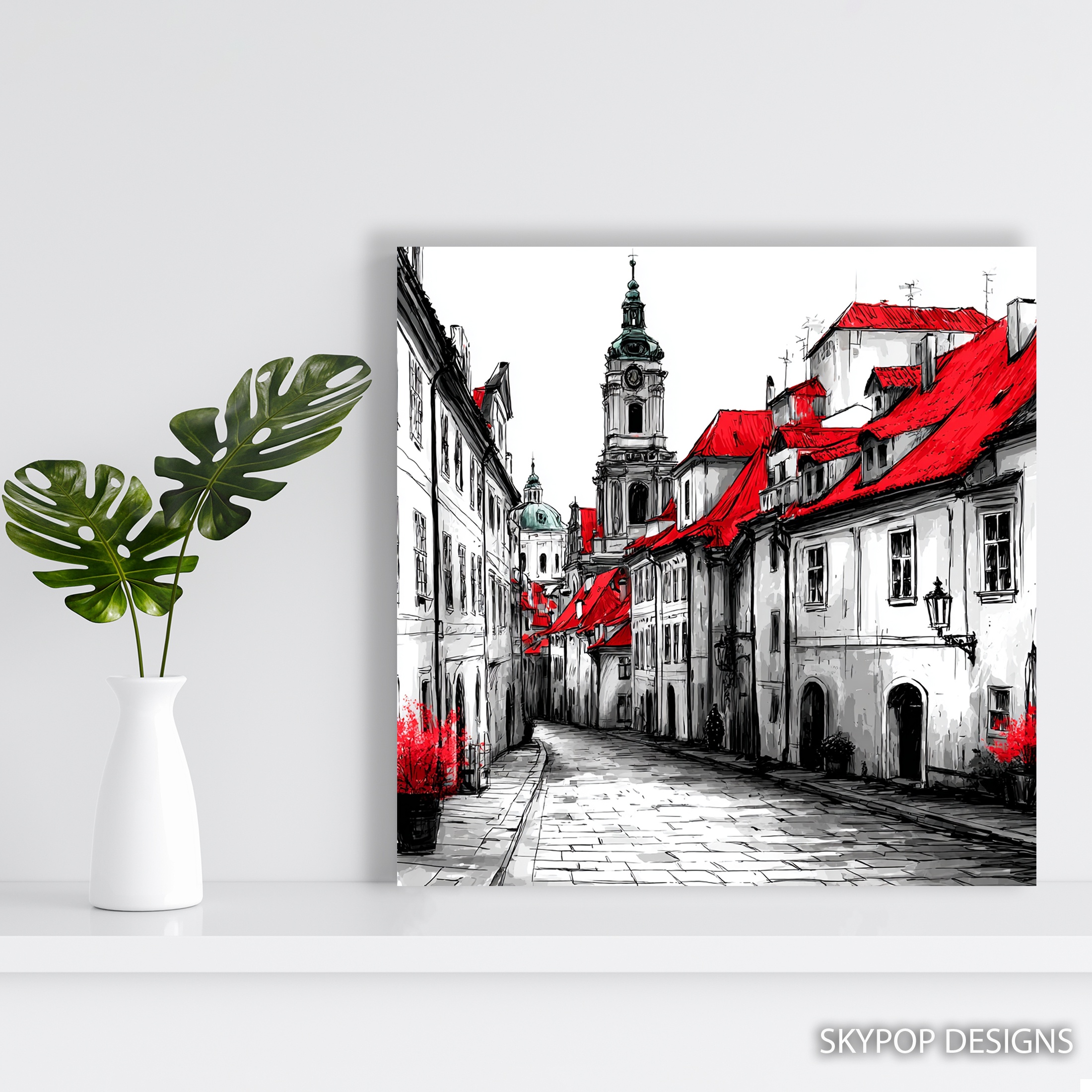 5.jpg European Red Roof Cityscape Art