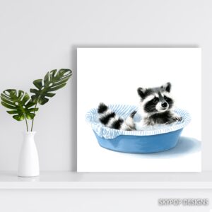 Raccoon Bath Time Art
