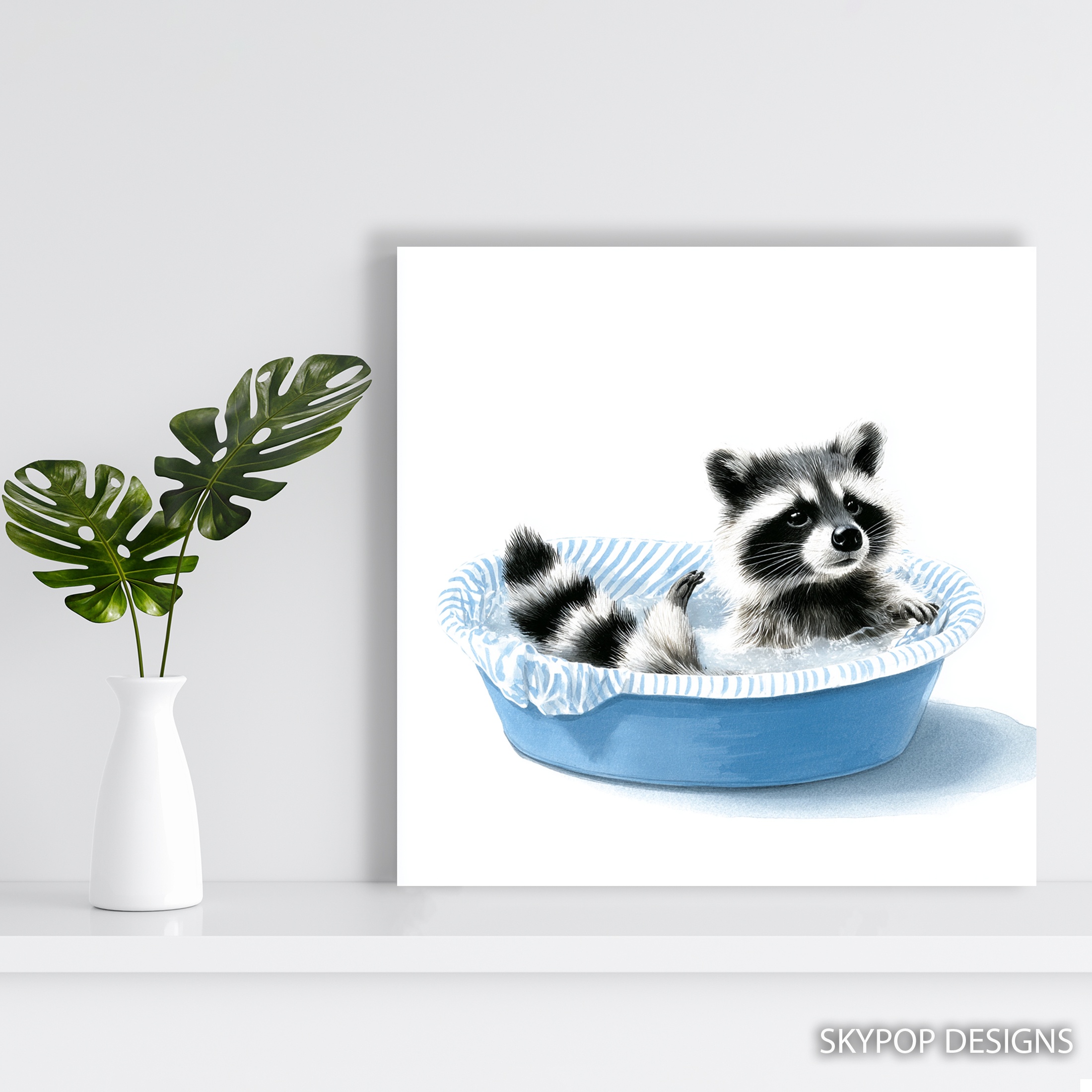 5.jpg Raccoon Bath Time Art