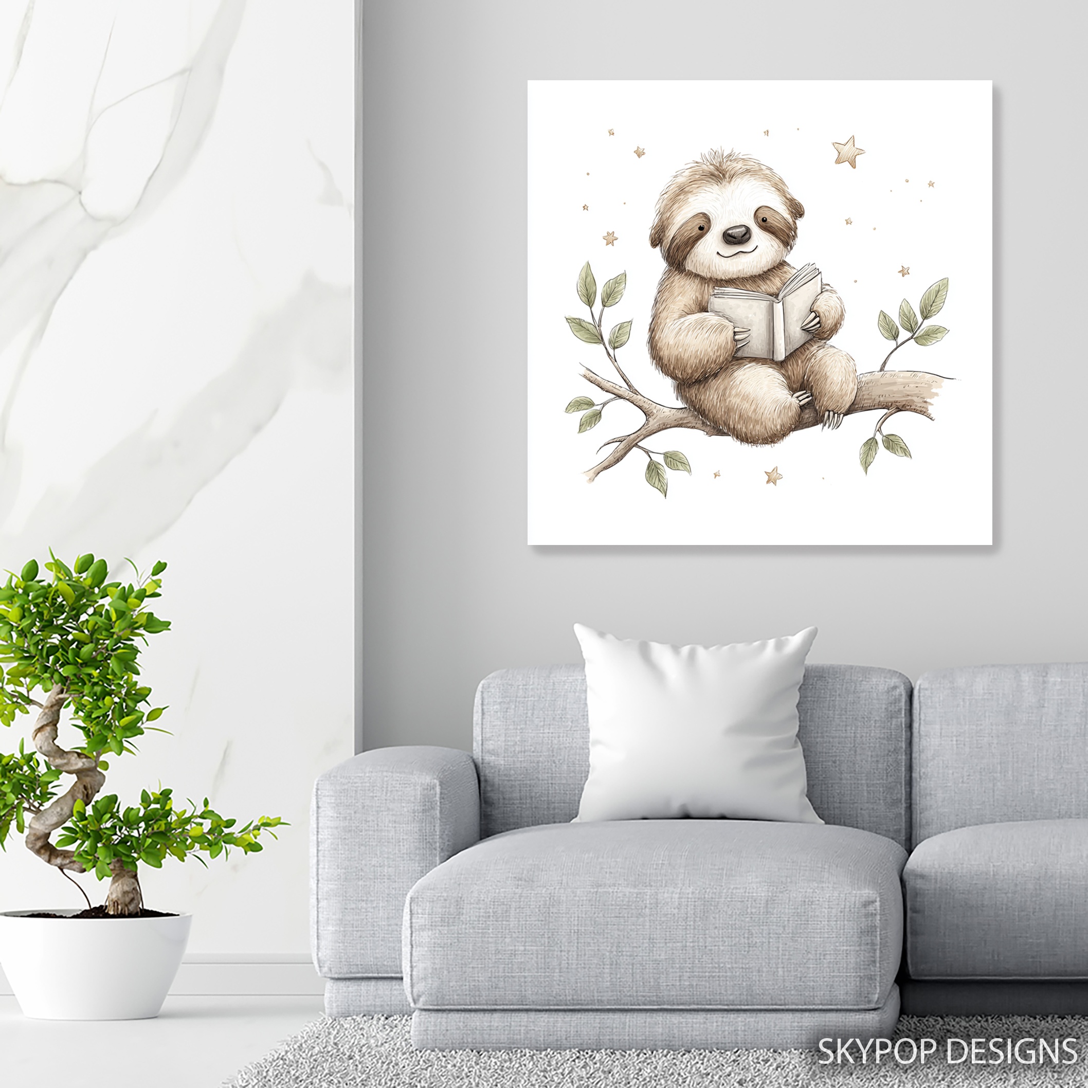 5.jpg Sloth Reading Art