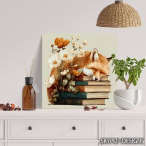 Fox and Flowers Art