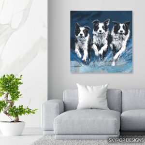Border Collie Trio Art