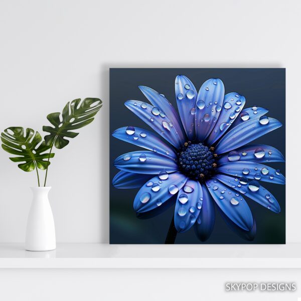 Blue Daisy Water Drop Art