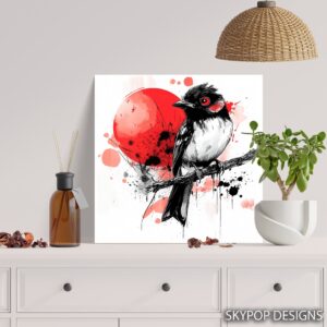 Red Sun Bird Art