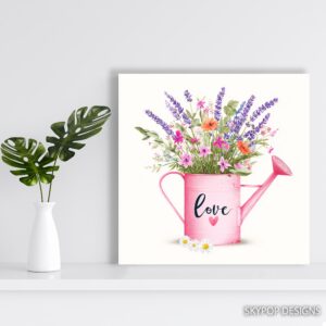 Love Blooms Watering Can Art
